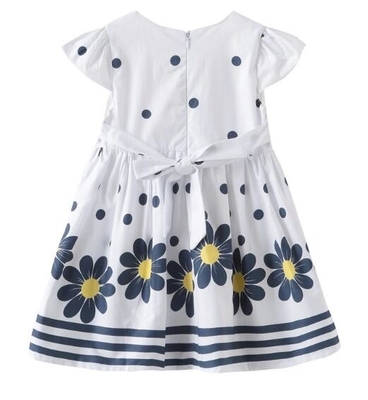 Summer Infant Baby Girl Dresses / Newborn Girl Dresses With Waistband And Prints