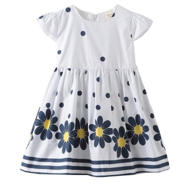 Summer Infant Baby Girl Dresses / Newborn Girl Dresses With Waistband And Prints