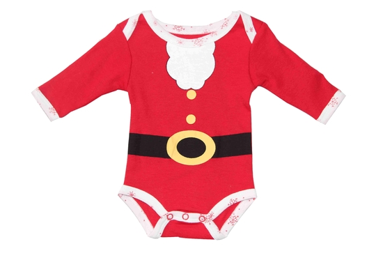 ゴム製印刷物との100%の綿の男女兼用の子供の衣服の新生のクリスマスOnesie